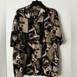 Pineapple Connection Men’s Hawaiian Short Sleeved Shirt With Bikini Women